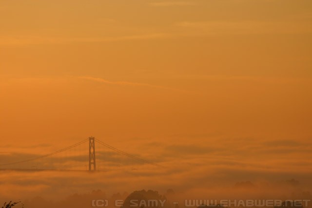 Foggy Sunset over Lionsgate bridge - Vancouver