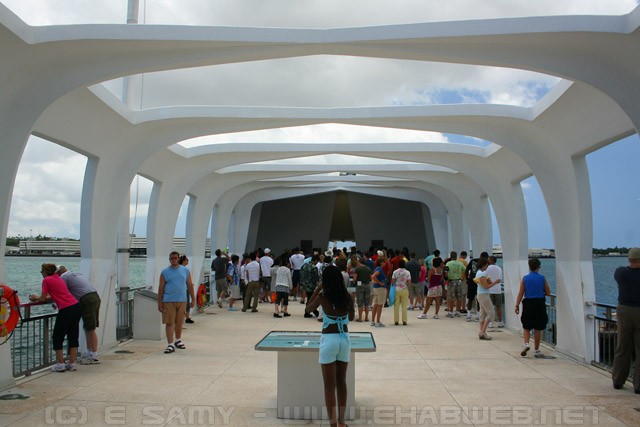 Visitors to USS Arizona memorial - Pearl Harbor