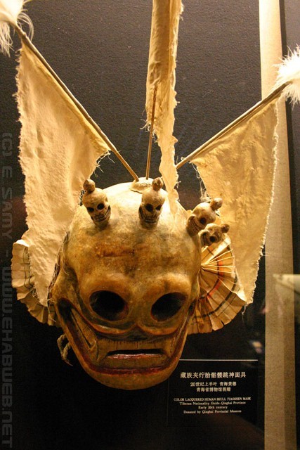 Colour Lacquered Human Skull Tiaoshen Mask